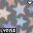 Pixelated starry background with two heart icons and 'LYRISA' text at bottom, showing animation change between frames.