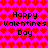 Pixelated Valentine's Day icon with repeating red hearts on bright pink background and black text.
