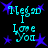 Pixelated cyan text "Megan I Love You" surrounded by purple stars on a black background, with visible animation changes across frames.