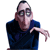 Animated character with large nose and glasses in dark blue suit, first view shows full body, second view shows torso and legs only.
