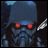 A pixelated contact sheet showing two frames of an animated icon featuring a blue armored character with red eyes and a sword, alongside text reading "Anime IM" and "com" on a black background.