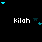 Black background with repeated white text 'Kilah' and scattered cyan stars in various positions across the frame.