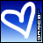 Animated blue gradient background with white heart outline and vertical "LAUREN" text, showing progressive blurring across frames.