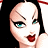 A 48x48 pixel animated buddy icon featuring a cartoon woman on the left and green text on a dark background on the right, displayed as a contact sheet with two frames.