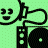 Green background with black pixelated text and multiple identical cartoon faces, one face partially cut off at bottom left.