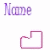 Pixelated text reading 'None' in purple hues above a pink outlined heart shape on white background.