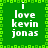 Green pixelated background with white text reading "i love kevin jonas" arranged in four identical quadrants, bordered by a green and light-green square pattern.