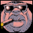 Pixelated static icon of a cartoon character with pinkish skin, large reflective eyes, and a cigarette in mouth, wearing dark sunglasses and a cap, set against black background.
