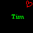 Red pixelated heart symbol above two green 'Tinn' text labels on black background.