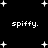 Black background with white pixelated stars and four instances of the text 'spiffy.' in white pixelated font, arranged in two