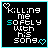 A contact sheet of 19 animated frames showing a pixel art icon with text "KILLING ME SOFTLY WITH HIS SONG" and heart symbols on black backgrounds, each frame displaying slight variations in color intensity and heart position.