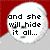 A static pixelated image shows a white speech bubble with black text on a red and gray background.