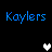 Blue pixelated text reading 'Kaylers' on black background with white heart symbol in bottom right corner.