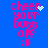 Pixelated text 'cheer your butt off :D' in pink on blue background with animated white pixel effects.