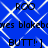 Blue background with white diamond lattice pattern, repeated text elements in black pixelated font.