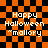 Orange and black checkered background with four identical text blocks reading "Happy Halloween 'mallory" in white pixelated font.