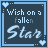 A contact sheet of seven identical animated frames showing a dark blue square icon with light blue border and heart accents containing the text "Wish on a fallen Star" in white pixelated font.