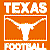 Pixelated orange icon with white text 'TEXAS' at top, white-outlined rectangle containing white longhorn silhouette, and partial white text at bottom.