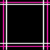 Black square bordered by intersecting pink, white, and gray lines forming a grid pattern.