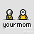 Pixel art buddy icon with yellow-shirted figures and text bubbles showing 'I COLLECT EXOTIC CARS', 'THEN WHY'D YOU RIDE A BIKE TO WORK??', and 'WELL..UHH..' over repeated 'yourmom' labels.