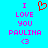 Pixelated text and symbols on a cyan background with red heart symbol above pink text reading "I LOVE YOU PAULINA <3".