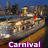 six pixelated images featuring cruise ships, beach scenes, and text overlays with phrases like 'Carnival', 'Anite cruise vaca', and 'Cozumel!!!'