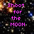 Pixelated space-themed icon with pink text reading "Shoot for the MOON" and "Even if you miss, you'll land among the STARS" over a starry background.