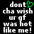 Pixelated text on black background with green heart symbol replacing 'o' in 'dont' on left side, static text on right side.