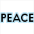 A static image with 'PEACE' and 'LOVE' text above a split celebrity portrait, showing three partial faces in sunglasses against a white background.