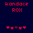 Red pixelated text 'kandace ROX' on dark blue background with two of red and purple heart symbols below