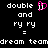 Pixelated black background with white text and a pink heart-shaped icon in the center.