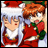 Pixelated anime-style buddy icon featuring two characters in red and white costumes with green accents, alongside "Anime IM" text on a black background.