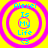 Yellow background with pink concentric circles and cyan text reading "Alexei Is My Life <3" in four identical quadrants.