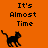 Orange background with black text 'It's Almost Time' and a small black cat icon in three positions.