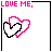 A 5x5 contact sheet of animated frames showing a pixelated heart icon with pink and black outlines, alternating between 'LOVE ME,' text at the top and 'YOU USED TO LIKE' text below it on a gray background.