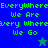 Pixelated green text on blue and green backgrounds with two star icons, displaying repeated phrases.