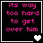 Four identical display pink pixelated text on black background with heart symbols changing from white to gray