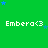 Green background with repeated white text 'Embera<3' and scattered blue stars, one star cluster moves slightly between frames.