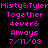 Pixelated text displays 'Misty&Tyler Together 4ever: Always 7/11/08' in pink on black background with cyan highlight boxes over text elements.