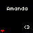 A black background displays multiple instances of the name "Amanda" in white pixelated text, with red heart and <3 symbols arranged in vertical or horizontal patterns.