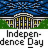Animated Independence Day-themed buddy icon featuring the White House with changing sky effects across 12 frames arranged in a 4x3 contact sheet layout.