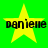 Four identical yellow stars on bright green background with black text 'danielle' beneath each star, arranged in two of two