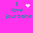 A bright pink background displays four identical text blocks reading "I love jourdaine" with varying pixelated heart and star symbols above the "I".