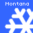 Four white snowflake icons on a blue background with "Montana" text above and below each, arranged in a pattern