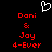 Pixelated red text on black background with white heart symbol above, displaying 'Doni & Jay 4-Ever' in two identical vertical