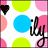 repeating polka-dot patterns with the word 'ily' in cursive script, each instance accompanied by a small black heart symbol