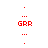 Red pixelated text "GRR" appears in two vertical with red dots and ellipses on a white background, alternating between top and bottom positions