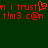 Red pixelated text on dark green background with orange hand gesture icon, repeated in two