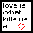 A 48x48 pixel animated contact sheet showing three frames of a buddy icon with text and heart symbols, arranged in a 2x2 grid with the bottom-right frame empty.