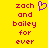 Yellow background with red pixelated text reading 'zach and bailey for ever' and a purple pixelated heart symbol above 'zach' on the left side.